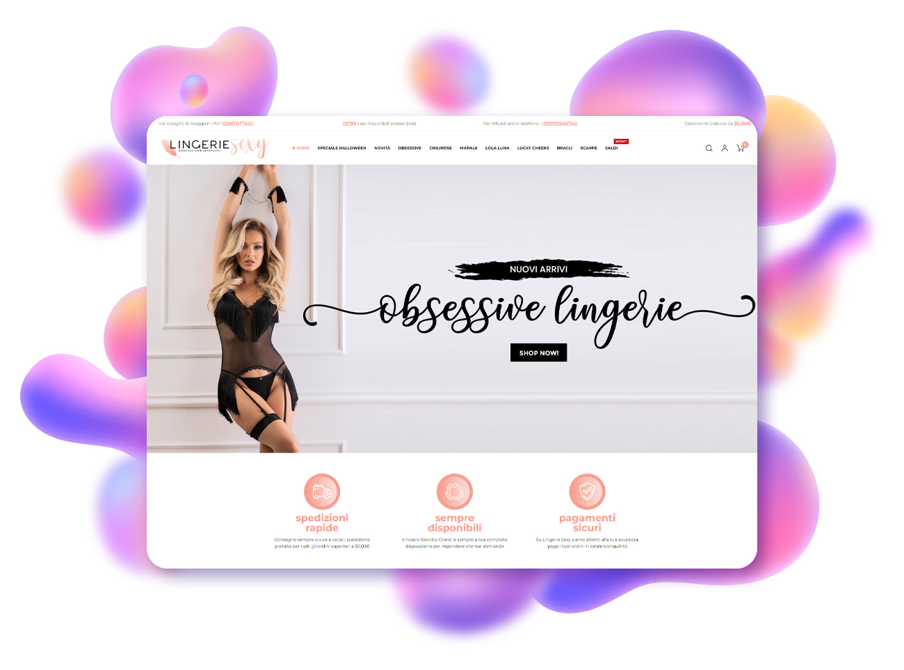 progetto ecommerce e grafico lingerie sexy
