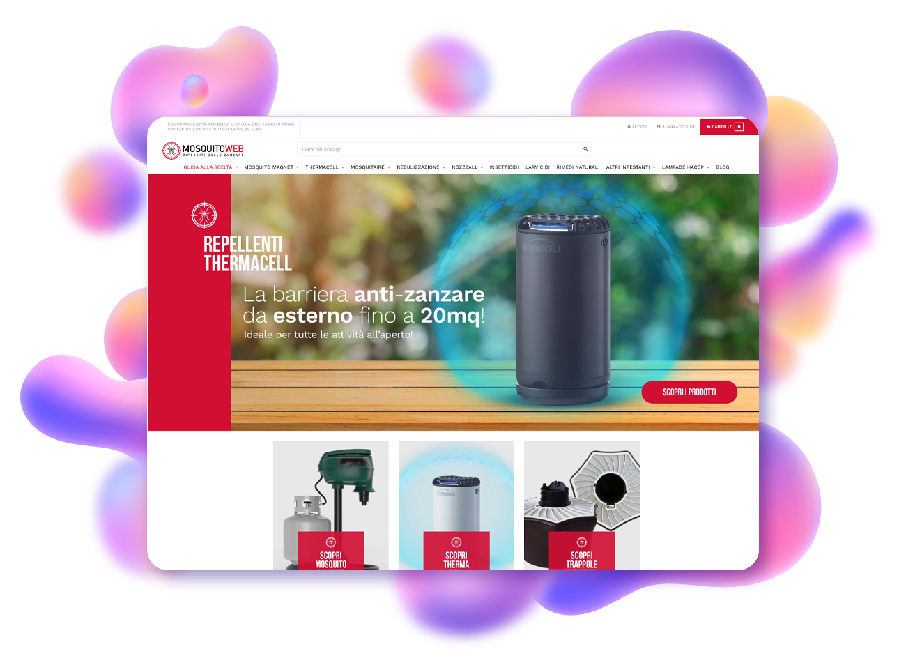 progetto ecommerce e grafico mosquito web